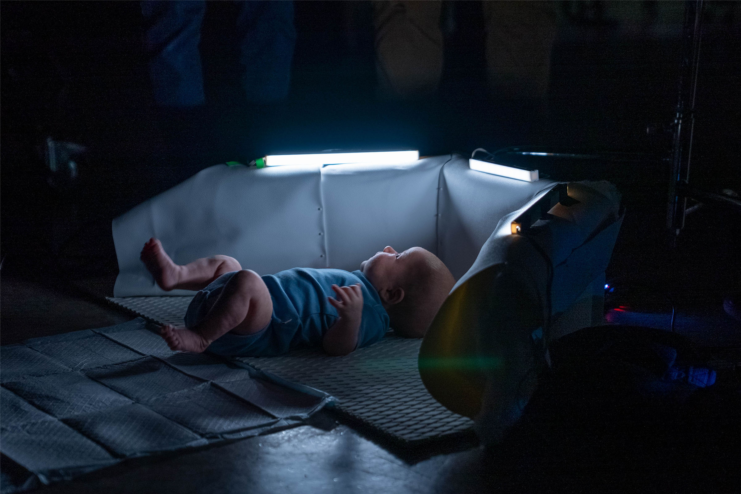 Preproduction image of a baby in a cryogenic chamber