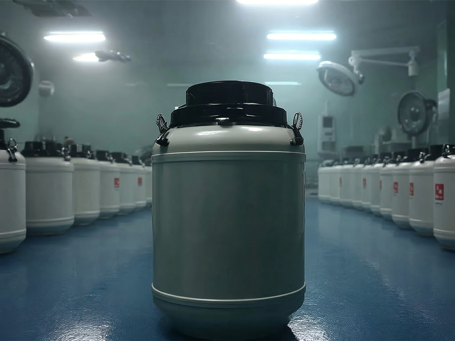 A room full of cryogenic tanks